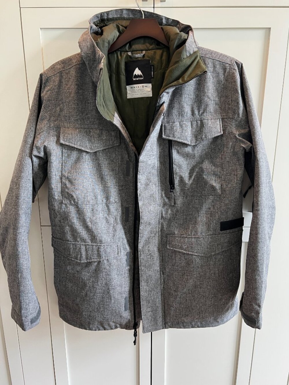 Burton Snowboard Jacket Men's XL Heather Gray Insulated Ski Winter Coat